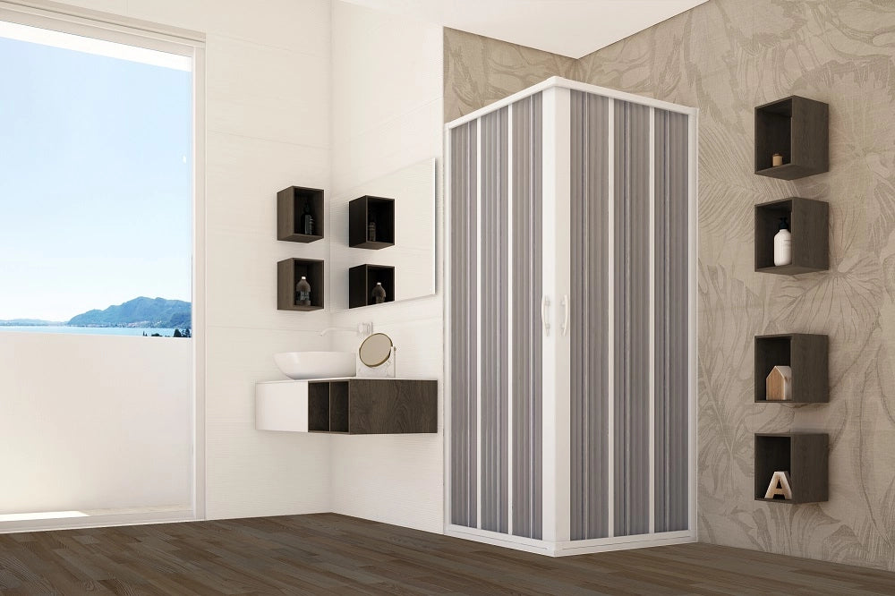 Box doccia apertura centrale a pacchetto pvc bianco h.185cm MITE 80-60x100-80cm