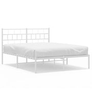 Letto matrimoniale | Letto per adulti | Giroletto con Testiera Metallo Bianco 150x200 cm