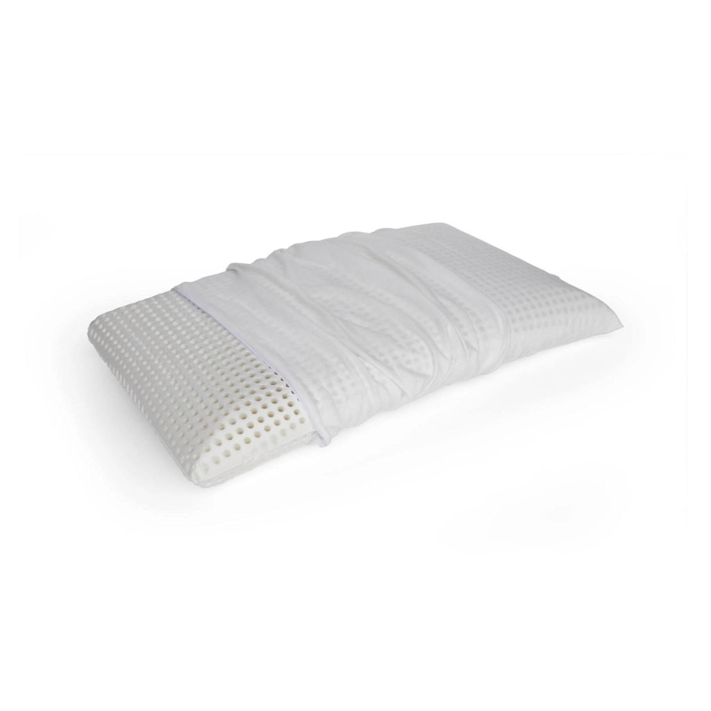 Talamo Italia Cuscino per Timo, 100% Made in Italy, Guanciale sfoderabile a "saponetta" in Memory Foam forato, Anallergico e Traspirante, 70x40xh12 cm