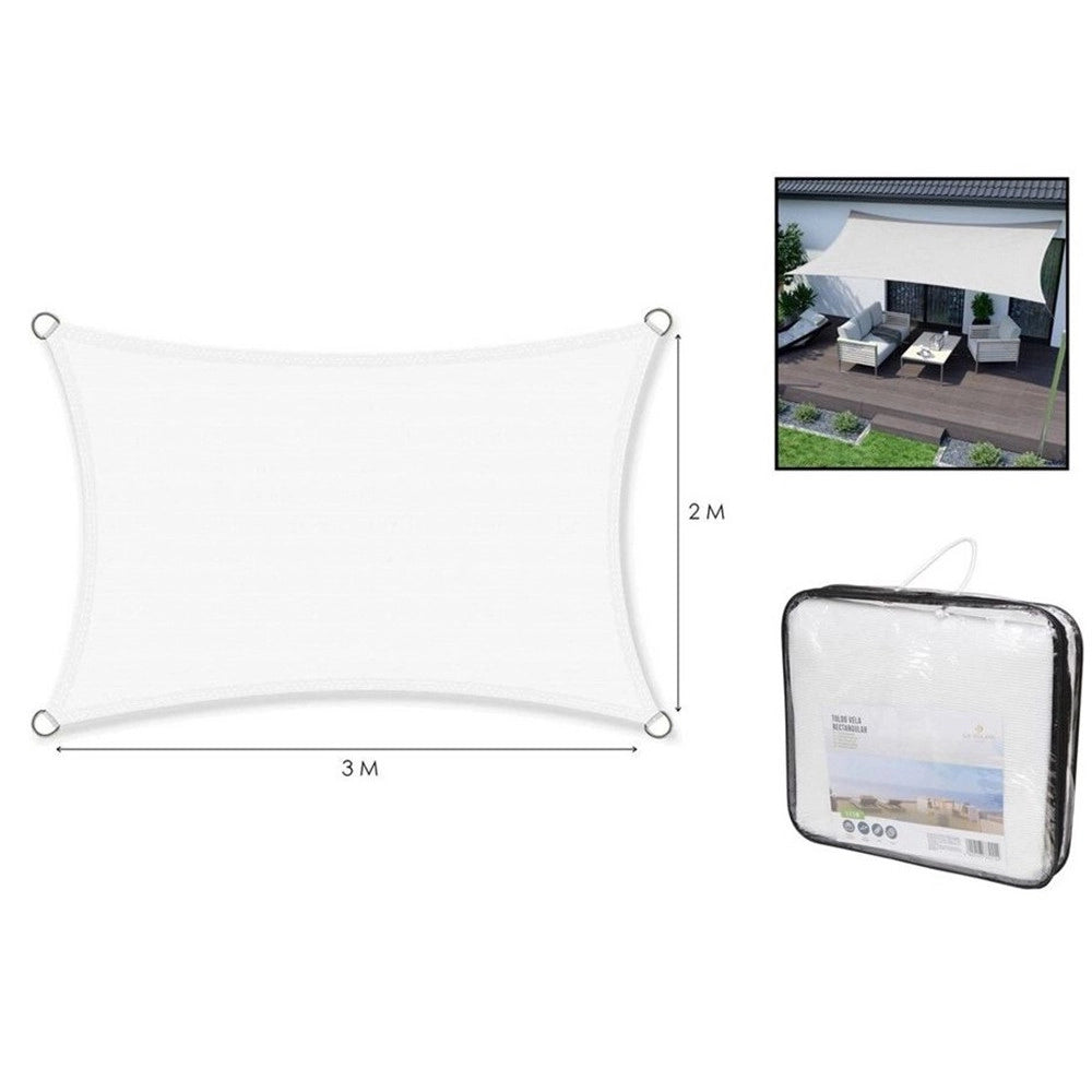 Trade Shop - Vela Tenda Rettangolare Parasole Protezione Sole Ombra Giardino 2x3mt Bianca 017034 -