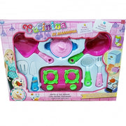 Trade Shop - Set Cucinina Cucina Di Mamma Fornello Pentole Padelle Stoviglie Utensili Posate -