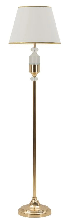 Lampada da Terra Gipsy Ø40x160 cm in Ferro e Tessuto Oro e Bianco