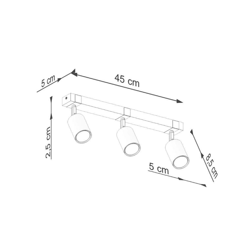 Lampada da soffitto FAGER Peach Puff orientabile a 3 luci in acciaio nero GU10