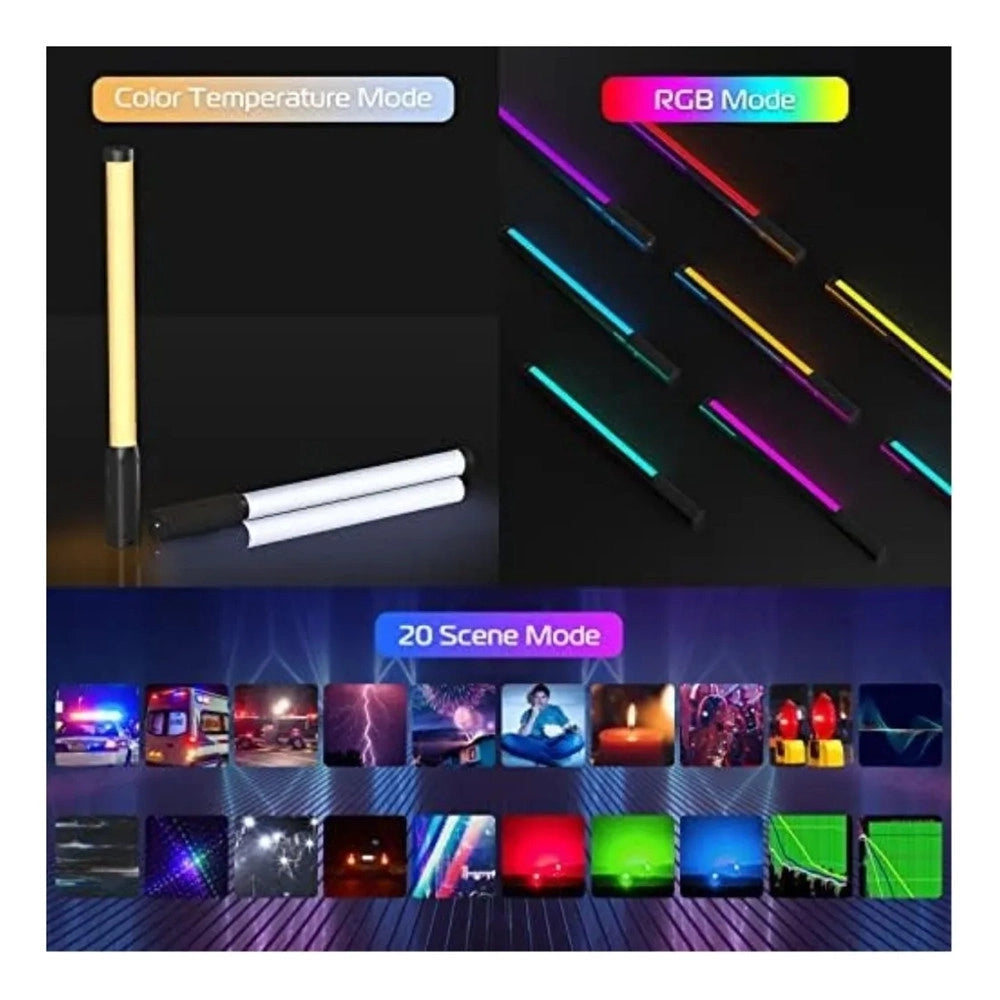 Trade Shop - Lampada A Bacchetta Tubo Luminoso Led Rgb Portatile My-7409 Per Foto Video Tiktok Vlog -