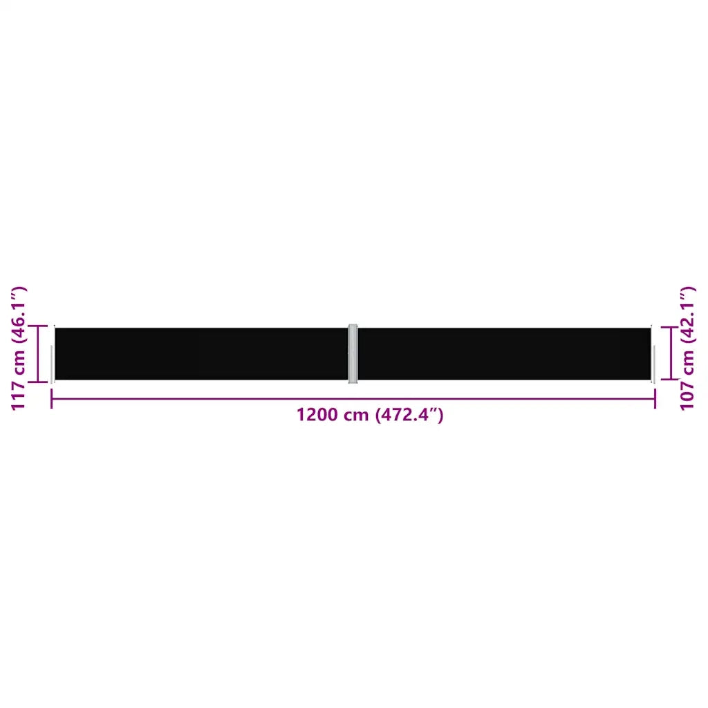 Tenda Laterale retrattile-Tenda parasole per balcone Nera 117x1200 cm