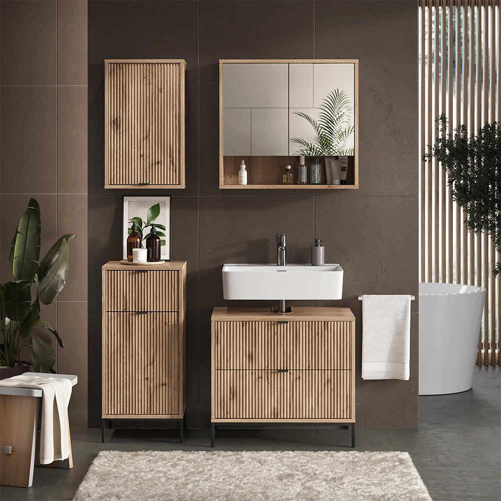 Vicco Set di mobili da bagno Quercia vichinga 4 parti