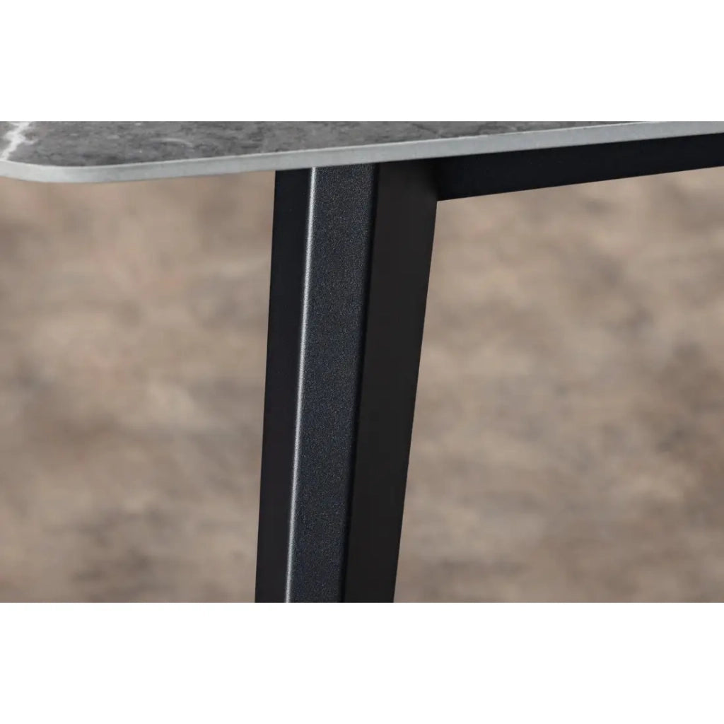 Table HEXA – Rettangolare 160 cm – Piano in ceramica effetto marmo antracite – Gambe in metallo – Stile moderno