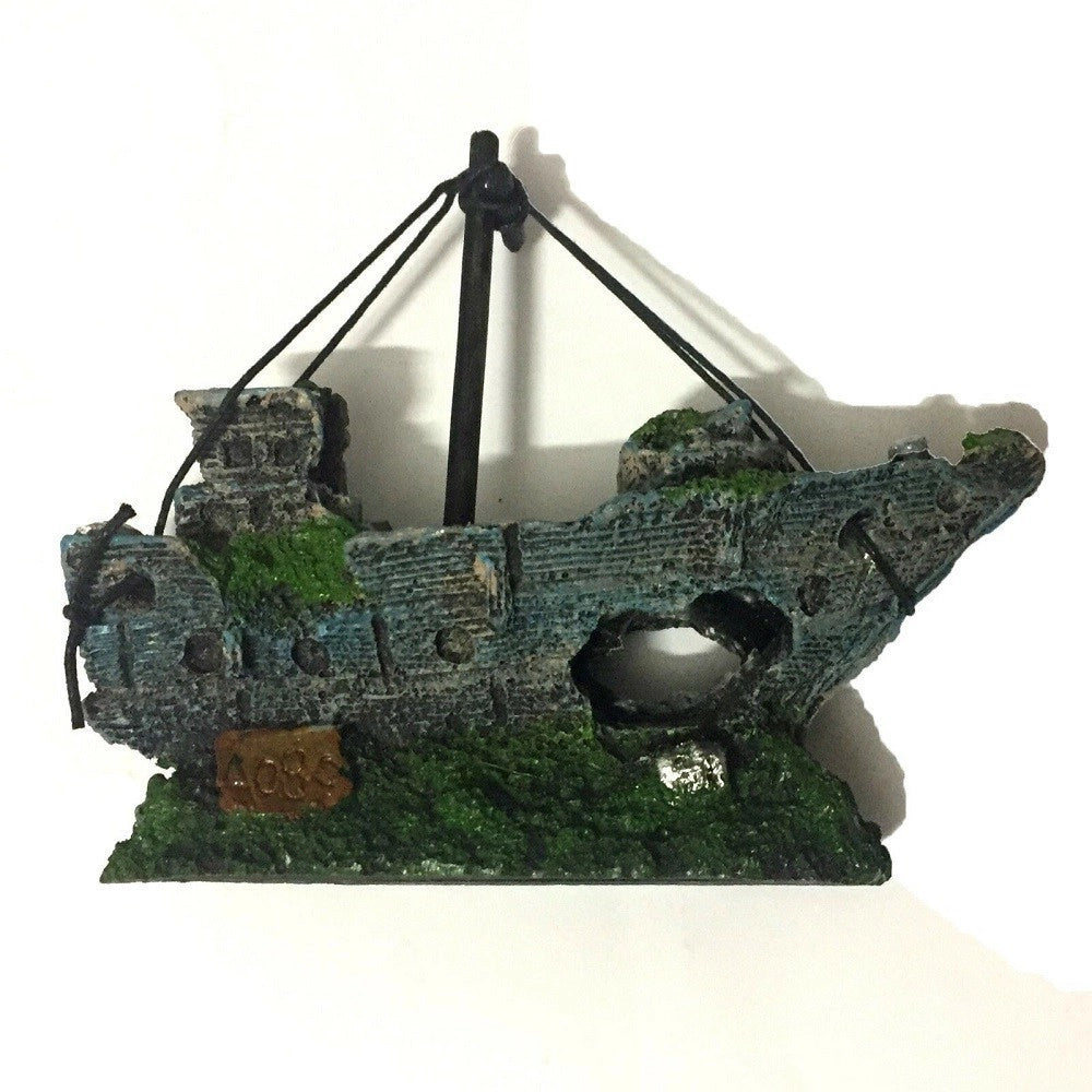 Trade Shop - Decorazione Per Acquario Relitto Nave Imbarcazione Resina Pesci Acqua Barca -