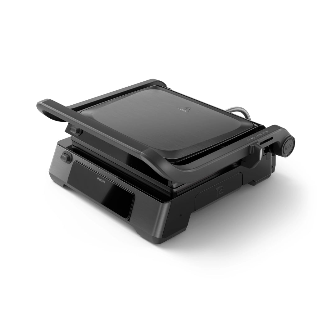 Philips serie 7000 grill elettrico bistecchiera, 2200w, apertura 180°, piastre rimovibili, termometro cottura hd6307/70