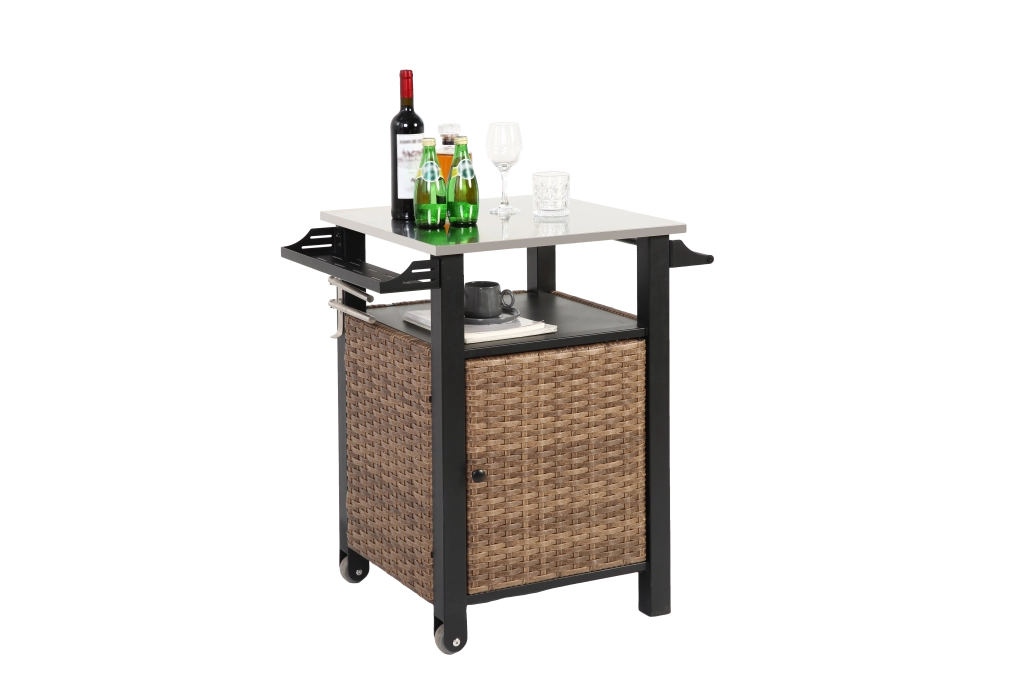CARRELLO BAR con ruote 86x58x22 cm marrone in acciaio