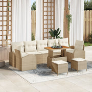 Set Divano da Giardino  10 Pezzi con Cuscini Beige Polyrattan Acacia