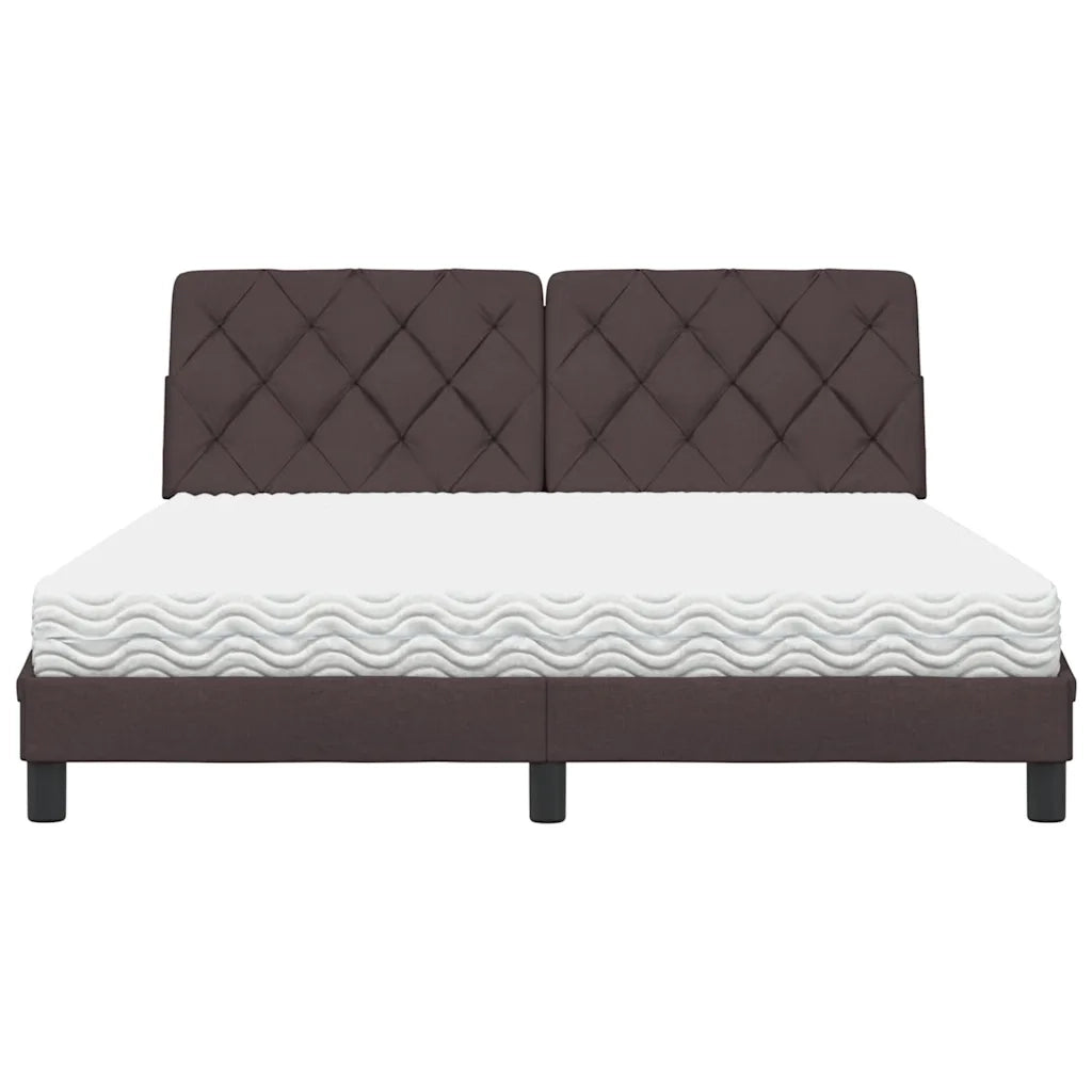 Letto con Materasso Marrone Scuro 160x200cm Tessuto 3310751