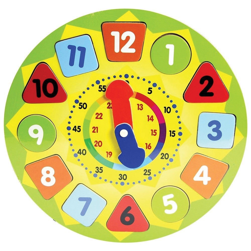 Trade Shop - Puzzle Orologio Giocattolo Per Bambini In Legno Gioco Educativo Con Numeri 30cm -