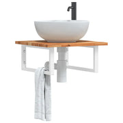 Ripiano a Parete per Lavabo in Acciaio e Massello di Acacia