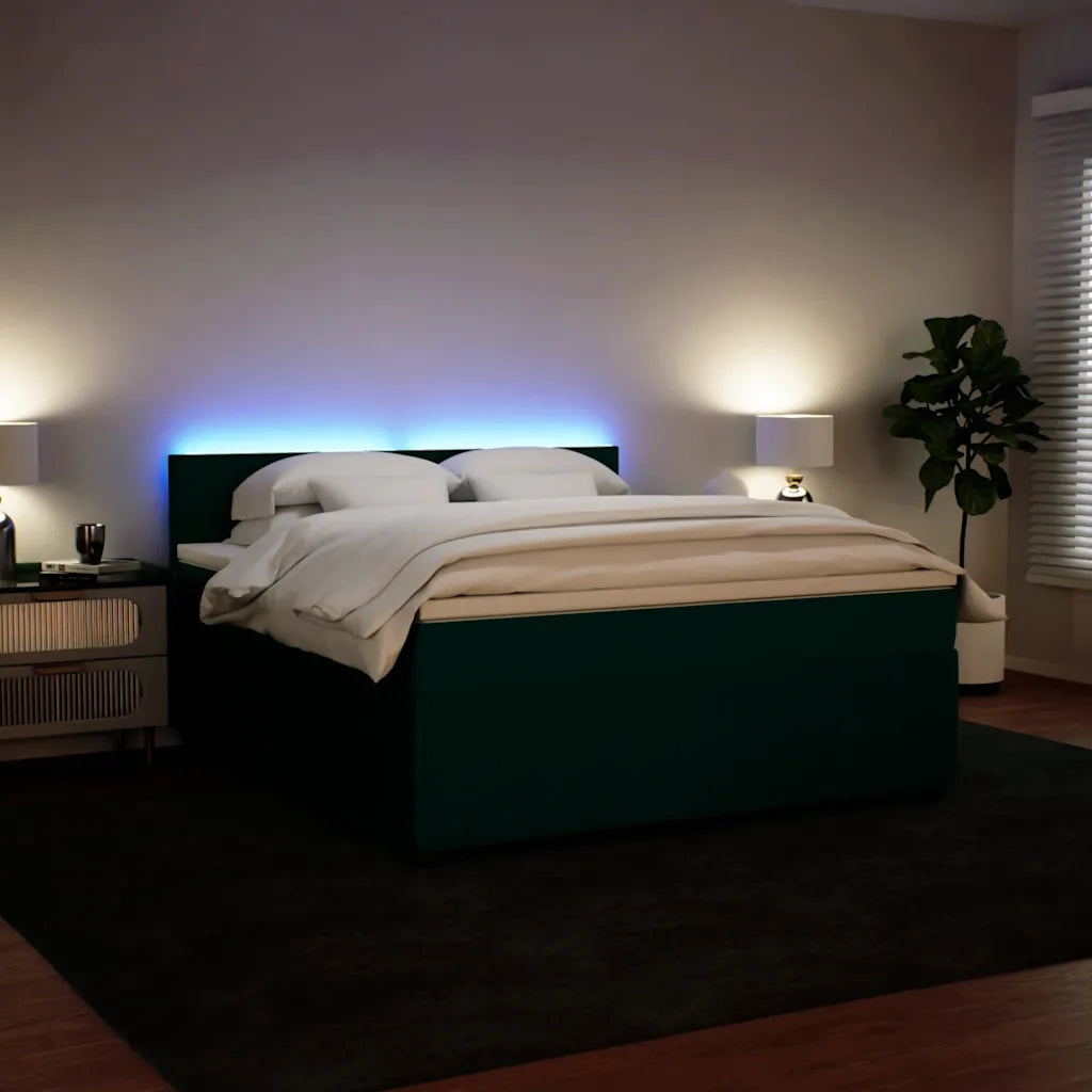 vidaXL Giroletto a Molle con Materasso Verde Scuro 180x200 cm Velluto