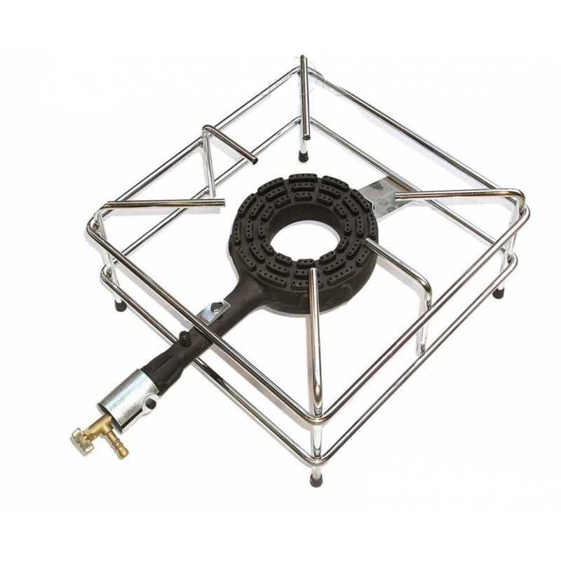 FORNELLONE GAS TELAIO INOX CROMATO 40X40 BRUCIATORE IN GHISA DA 8,5KW - UNIVERSALE