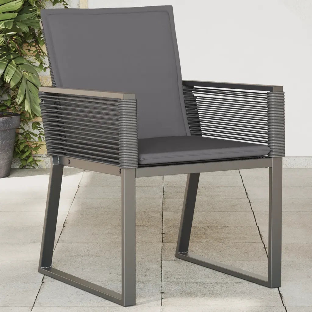 Sedie da Giardino con Cuscini 2 pz | Sedie da Esterno Nere in Polyrattan