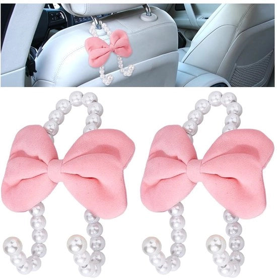 Autostoletto con Hanger per Supporto Cervicale, 2 Pezzi, con Striscia di Velluto e Decorazione Rosa, Dimensioni 11,8x9x4cm, Accessori in Plastica