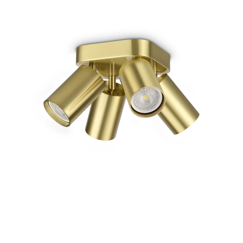 Plafoniera Dynamite 4 Luci Gu10 Ottone