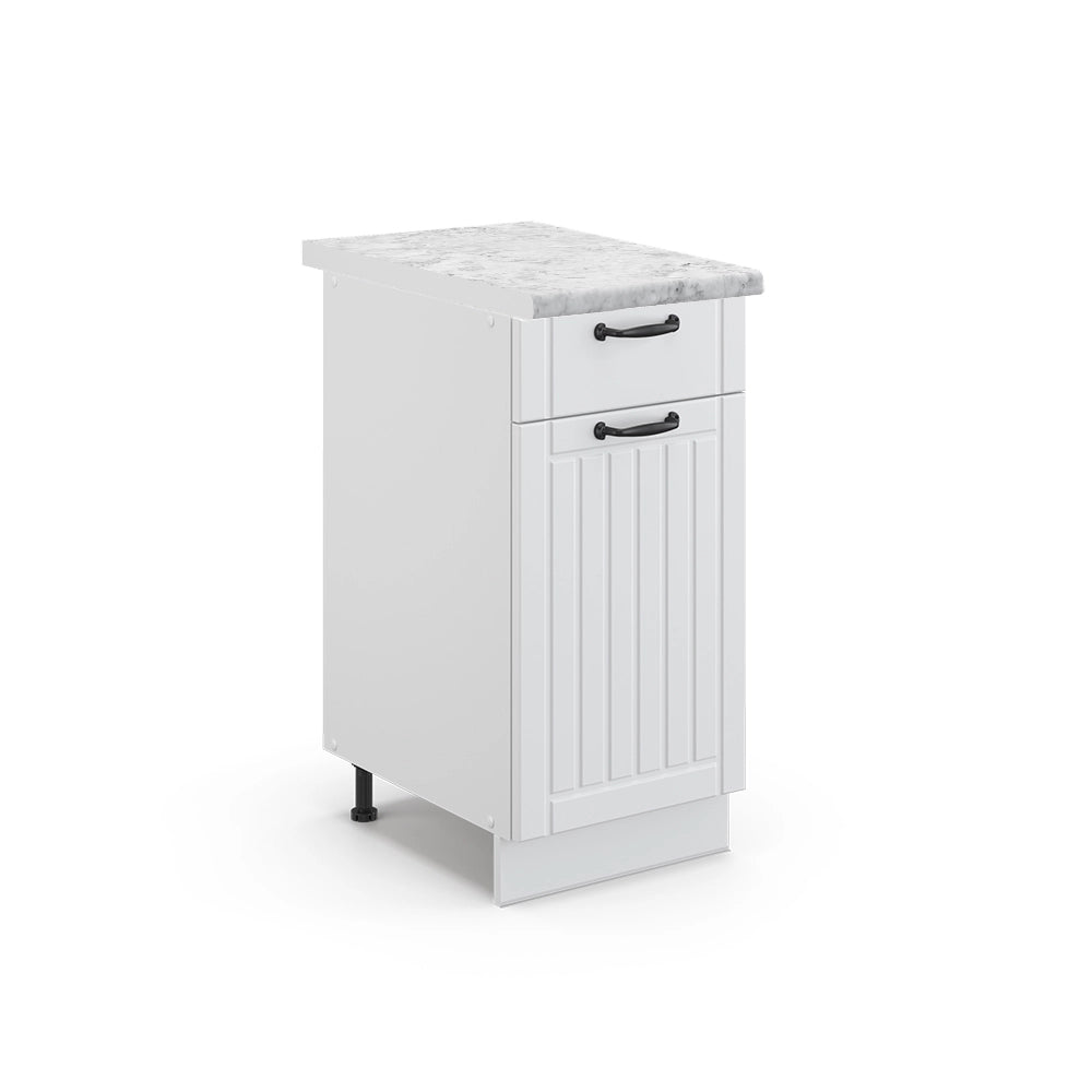 Mobiletto base per cucina Fame-Line Bianco rustico/Bianco 40 cm, PL Marmo Vicco