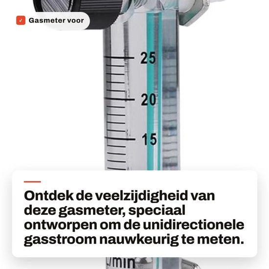 Misuratore di Gas - Acquario di Alta Qualità - 2,5-25 L/min - Pressione fino a 0,6 MPa - Facile da Usare - Connettore 8 mm - Misuratore di Flusso