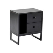 Comodino Rhiannon, Comò basso, Tavolino da notte, Mensola da letto, 45x30 h50 cm, Nero
