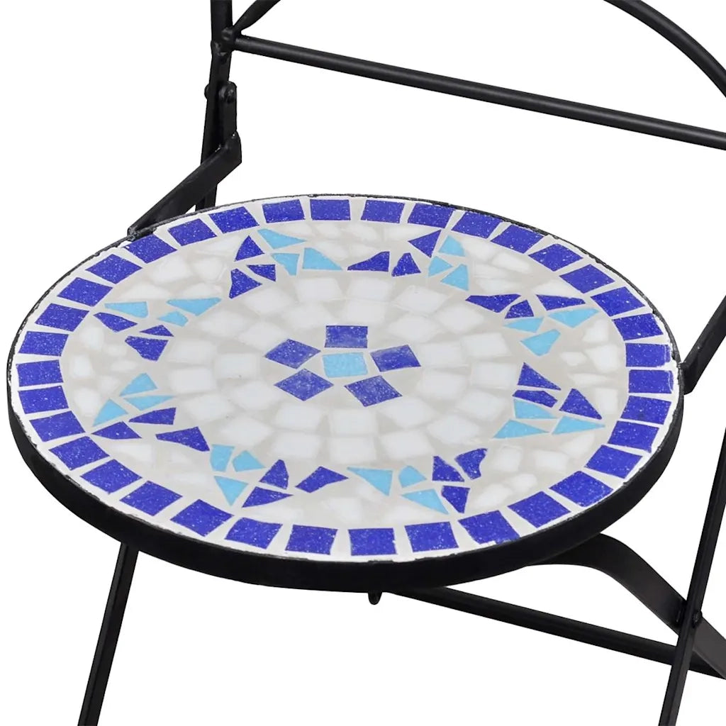 Sedie da Bistrot Pieghevoli 2 pz in Ceramica Blu e Bianco 41531