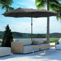 Ombrellone da Giardino XXL 4,6L x 2,7l x 2,4H cm con Base a Croce, Apertura e Chiusura con Manovella, Acciaio e Poliestere ad Alta Densità, Grigio