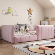 Letto imbottito con piattaforma e sponde di sicurezza - Zephmum- 90x200- Rosa