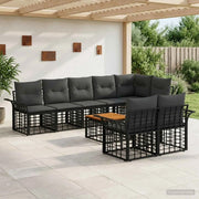 Set di divani da esterno 9 pcs Nero e Grigio scuro polyrattan 3437731