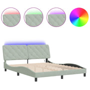 Letto matrimoniale | Letto per adulti | Giroletto con LED senza Materasso Grigio Chiaro 160x200 cm in Velluto