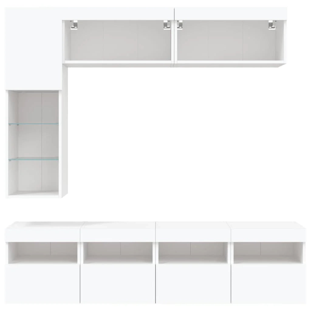 Set di mobili credenza TV soggiorno camera da letto parete soggiorno x 7 pezzi con luci LED bianco 02_0025359