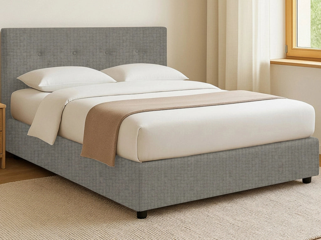 Preston, Letto Matrimoniale Sfoderabile Made in Italy, Grigio Cenere
