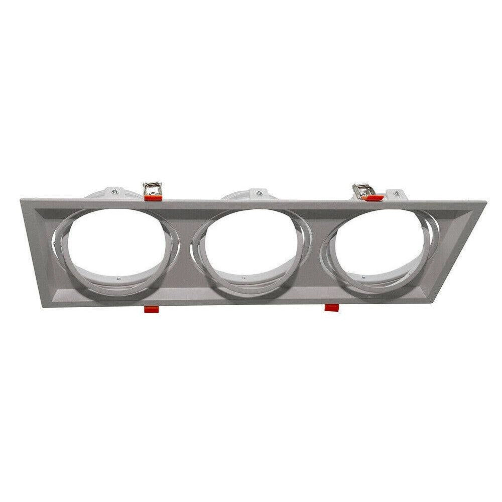 Trade Shop - Portafaretti Incasso Triplo Per Faretto Ar111 Rettangolare Orientabile P-ar111-3 - Bianco