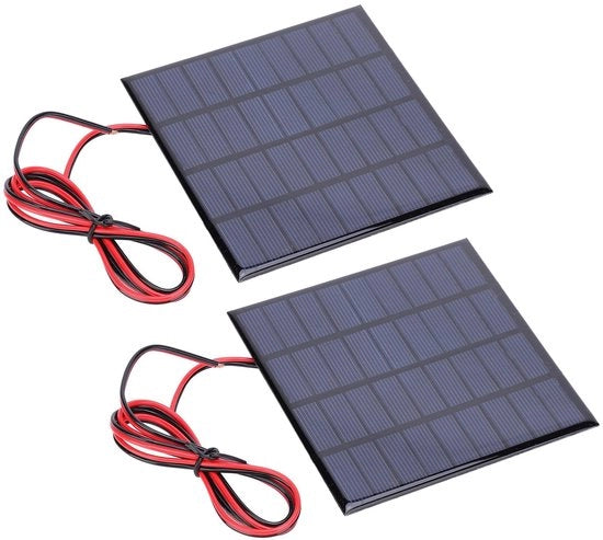 Pannelli solari mini - 2 pezzi DC 9V 2W - Ideali per progetti solari - Cavo 100 cm - Ricarica a silicio polimerico - Per giocattoli e progetti