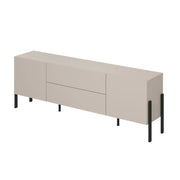 Mobile TV SALMA – 2 porte & 2 cassetti Push-to-Open – beige & nero opaco, 207×70×40 cm