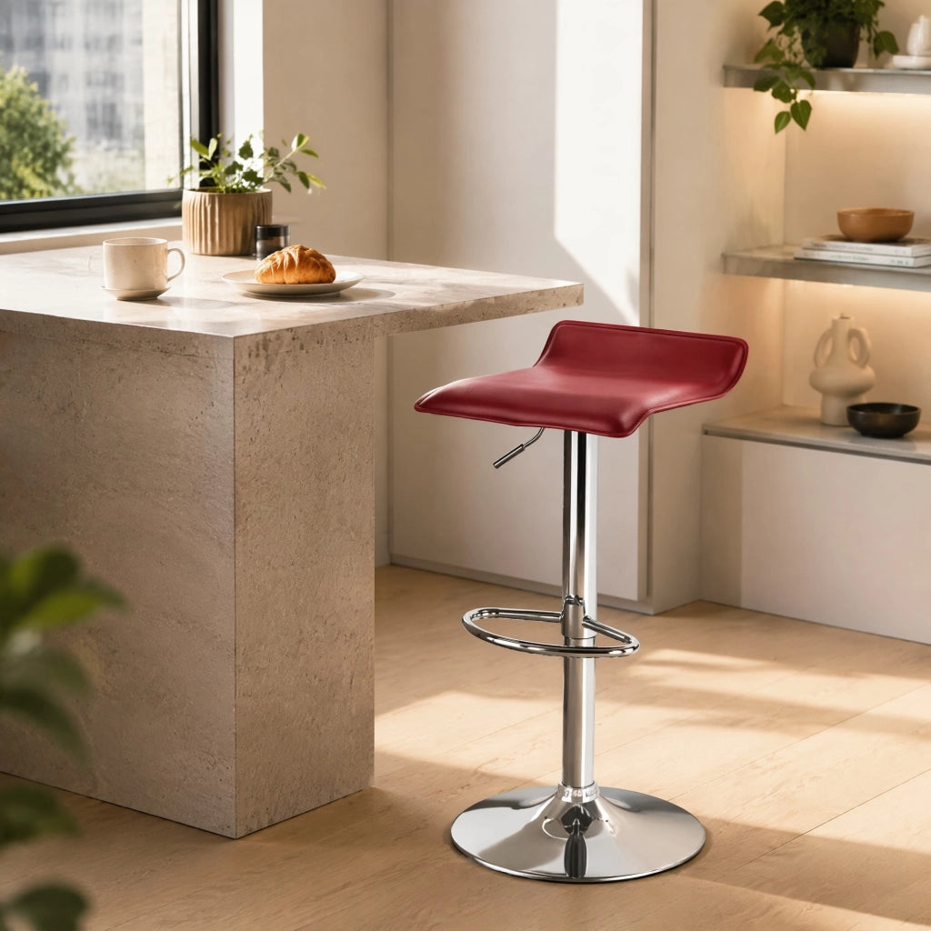 SGABELLO BAR girevole regolabile 62-84 cm in similpelle rosso vino