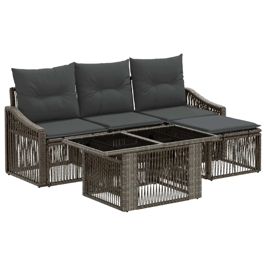 Set Divano da Giardino 5 pz Grigio e Grigio Scuro polyrattan 3437240