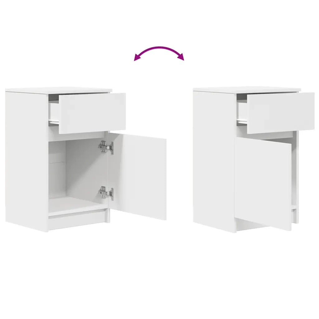 Comodini 2 pz Bianchi 39x35x65 cm in Legno Multistrato 861320