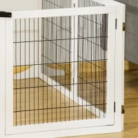 Cancelletto per Cani di Piccola/Media Taglia a 6 Pannelli Pieghevoli, in Legno e Acciaio, 432x36x70 cm, Bianco