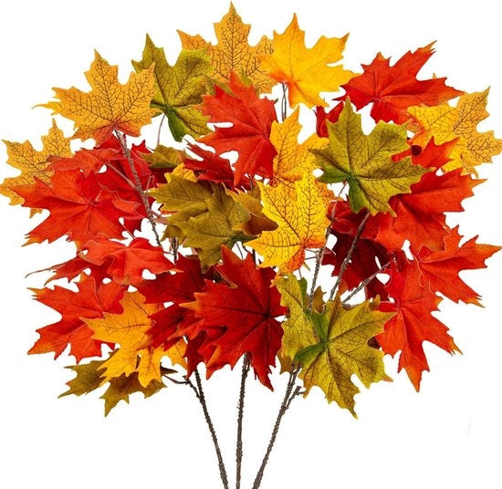 94cm Foglie di Quercia Finte a Foglia Lunga - Steli Lunghe Foglie Autunnali - Decorazioni Finte di Quercia per Tavolo - Centro Tavola per Thanksgiving - Decorazioni Autunnali Finte di Quercia