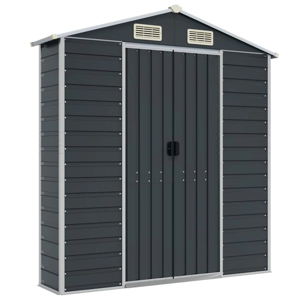 Casetta da giardino cabina ripostiglio casetta da esterno robusta casetta per attrezzi 191 x 130 x 198 cm acciaio zincato antracite 02_0022183