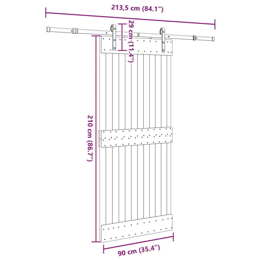 Porta scorrevole NARVIK Naturale e Nero 90 x 210 cm (213,5 cm) 3445260