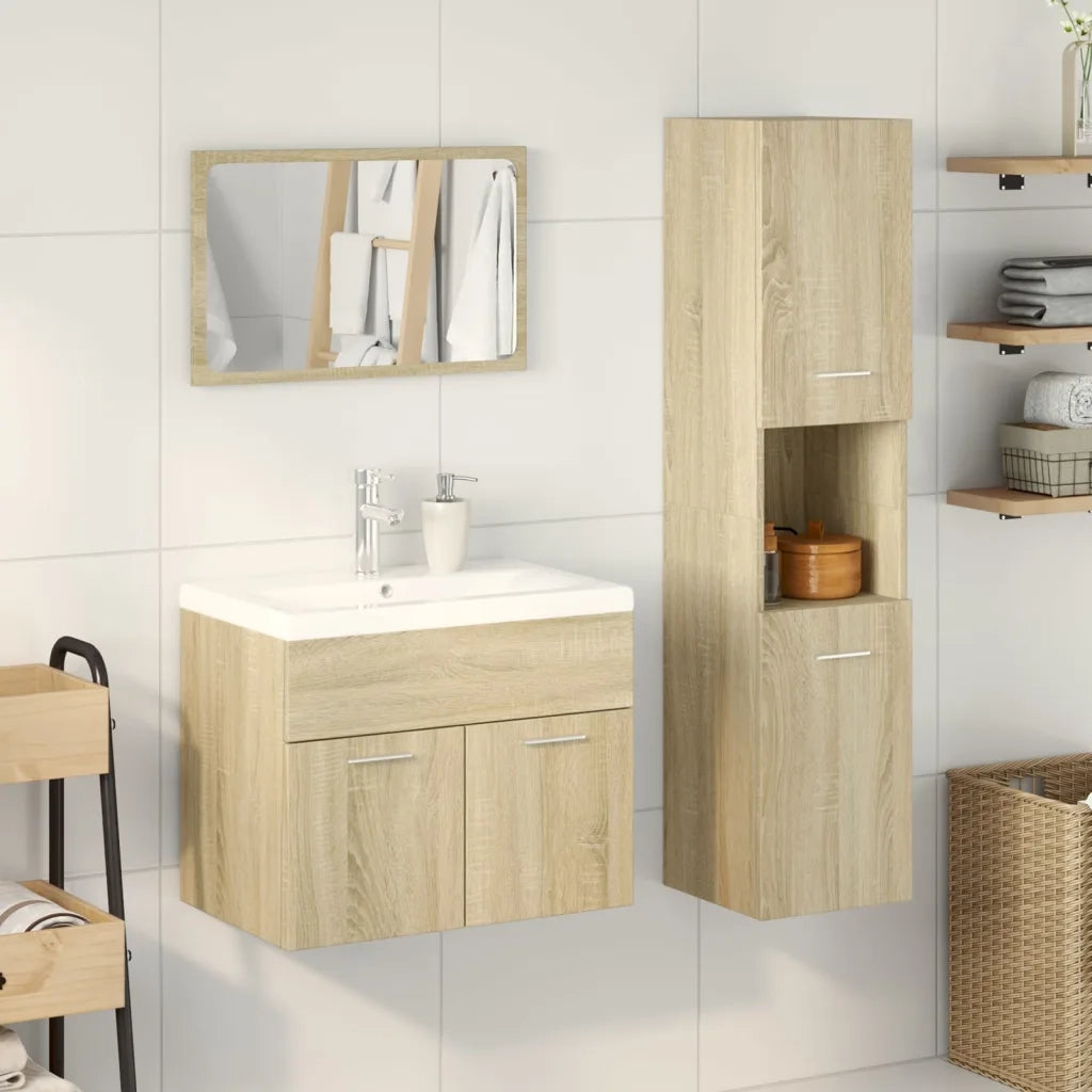Set Mobili da Bagno 4 pz Rovere Sonoma in Legno Multistrato 3325005