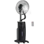 Ventilatore Nebulizzatore con Telecomando da 5m, Timer 12h e Oscillazione 70°, 3 Velocità, 3 Funzioni e Antizanzare, Tanica 3.1L, 90W, Ф44.5x135cm Nero