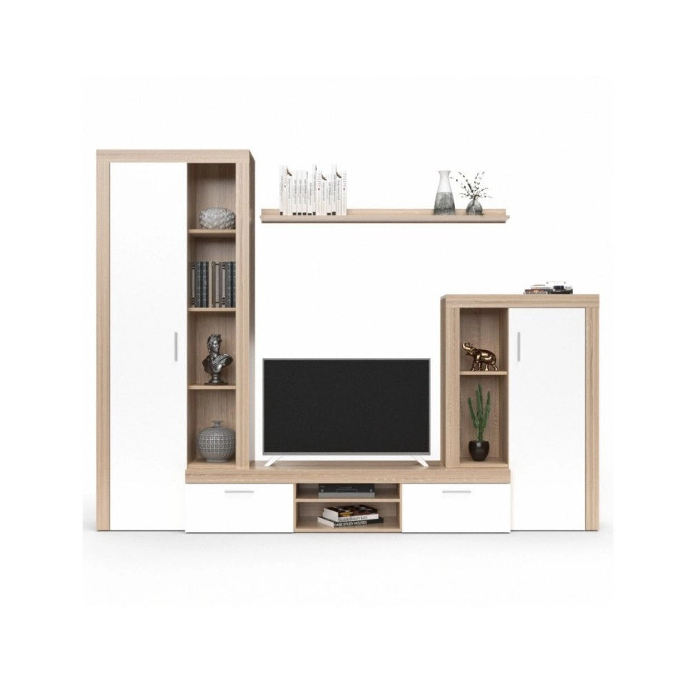 Parete attrezzata rovere sonoma e bianco Nobel 263,1x40x202h