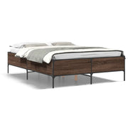 Letto matrimoniale | Letto per adulti | Giroletto Rovere Marrone 120x200cm in Legno Multistrato Metallo