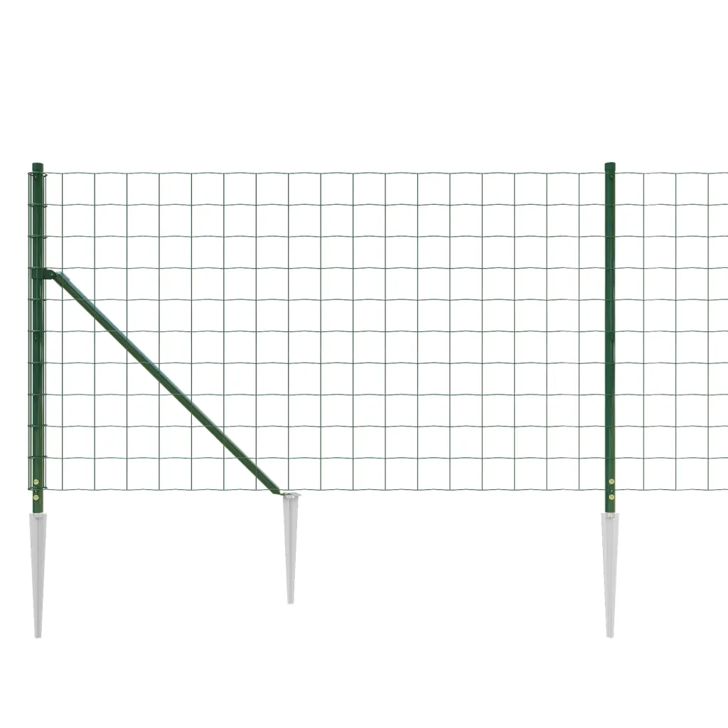 Recinzione Metallica con Picchetti Ancoraggio Verde 1,1x25 m 154138