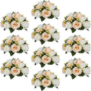 Fiori di plastica artificiali di rosa con base per matrimonio e festa - decorazioni - 10 pezzi