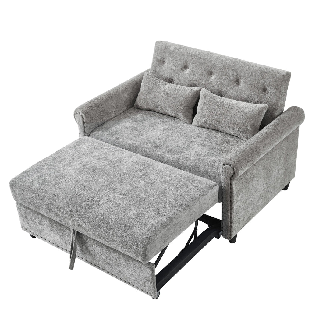 Divano letto 3 in 1 con schienale regolabile; chenille grigio